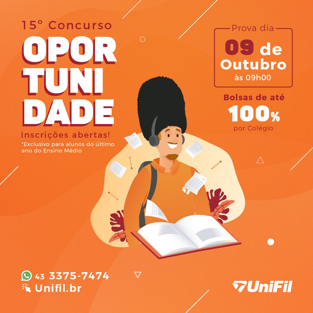 Concurso Oportunidade da UniFil garante bolsas aos bons alunos de Londrina e região