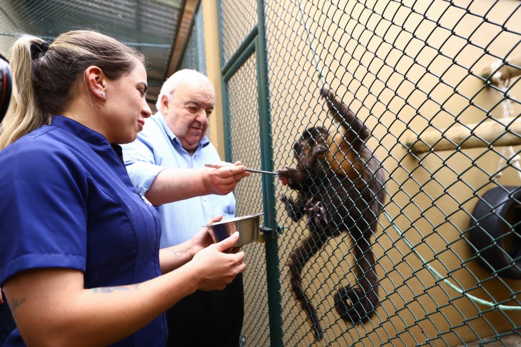 Rafael Greca e o macaco Tobias. 