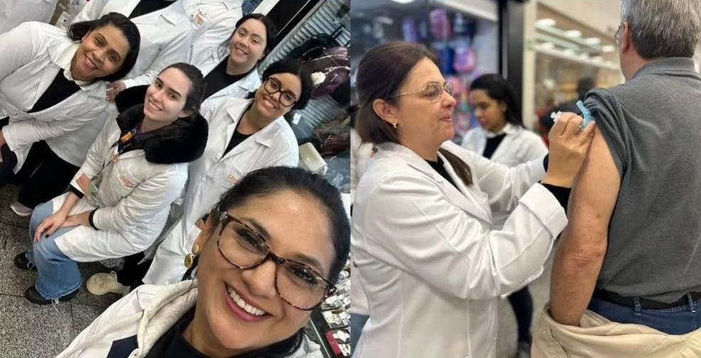 Alunos do Técnico em Enfermagem na campanha Dia D Vacinação Super Muffato